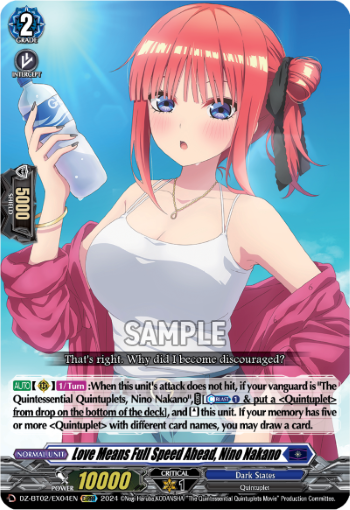 DZ-BT02/EX04EN Love Means Full Speed Ahead, Nino Nakano EXRRR