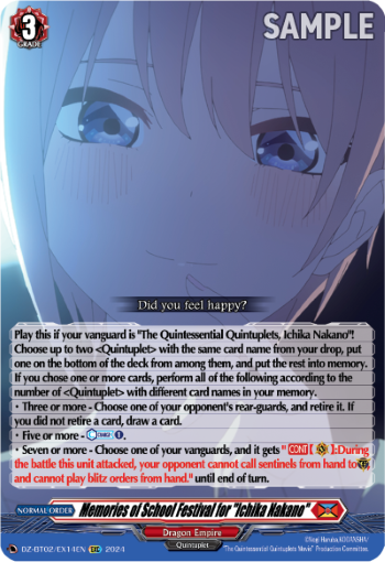 DZ-BT02/EX14EN Memories of School Festival for "Ichika Nakano" EXC