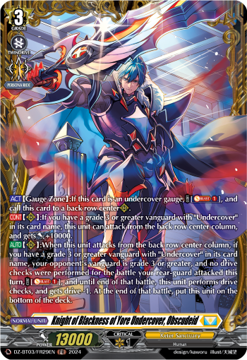 DZ-BT03/FR29EN Knight of Blackness of Yore Undercover, Obscudeid FR DZBT03