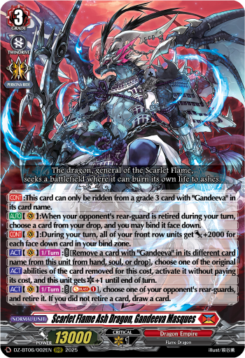 DZ-BT06/002EN Scarlet Flame Ash Dragon, Gandeeva Masques RRR