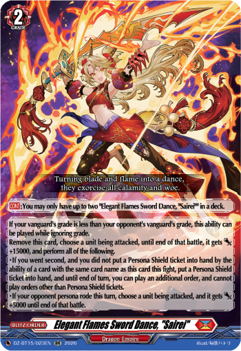 DZ-BT15/023EN Elegant Flames Sword Dance, "Sairei" RR DZBT15