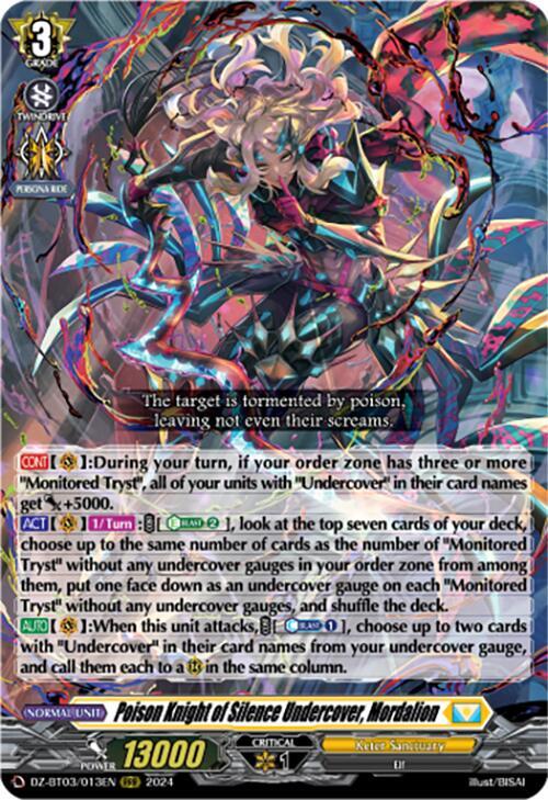 DZ-BT03/013EN Poison Knight of Silence Undercover, Mordalion RRR