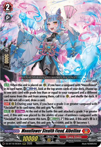 DZ-BT16/003EN Moonflower Stealth Fiend, Albellina RRR DZBT16