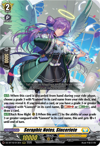 DZ-BT16/013EN Seraphic Notes, Sinceriete RRR DZBT16