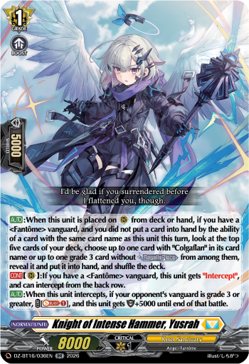 DZ-BT16/036EN Knight of Intense Hammer, Yusrah RR DZBT16