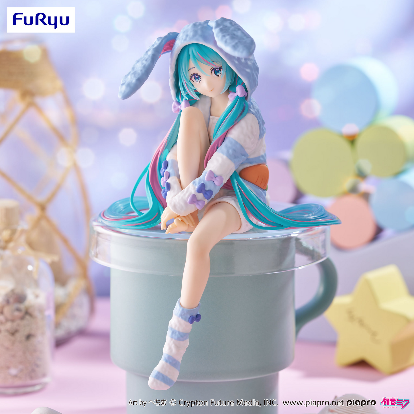 [PREORDER] FuRyu Hatsune Miku Noodle Stopper Figure -Rabbit Ear Hood Pajama Blue Color ver.-