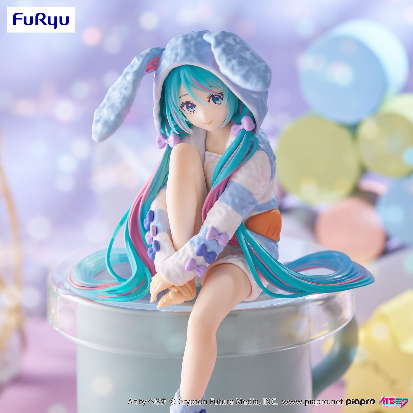 [PREORDER] FuRyu Hatsune Miku Noodle Stopper Figure -Rabbit Ear Hood Pajama Blue Color ver.-