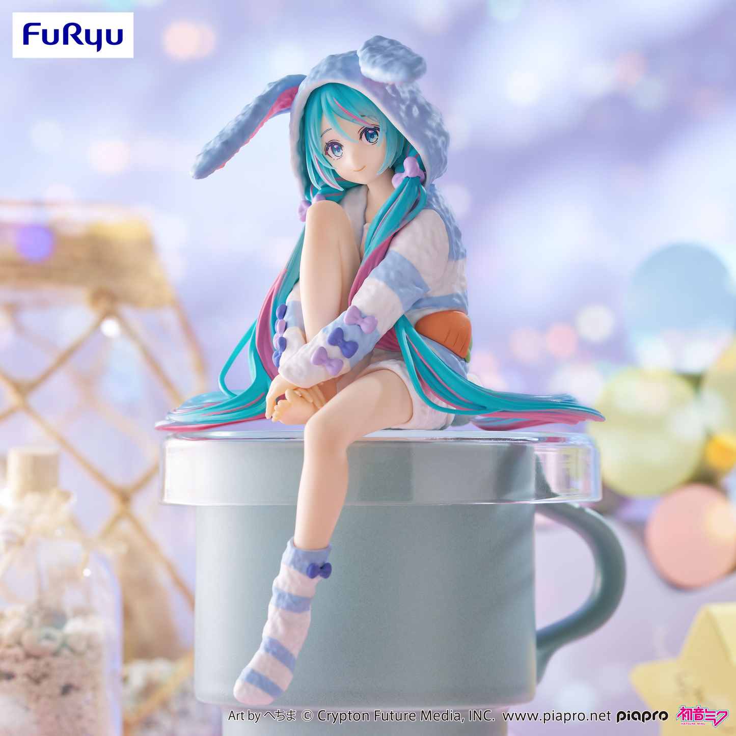 [PREORDER] FuRyu Hatsune Miku Noodle Stopper Figure -Rabbit Ear Hood Pajama Blue Color ver.-