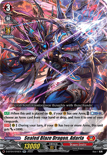 D-BT04/016EN Sealed Blaze Dragon, Adarla RR