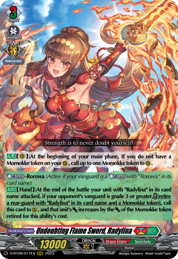 D-BT08/011EN Undoubting Flame Sword, Radylina RRR