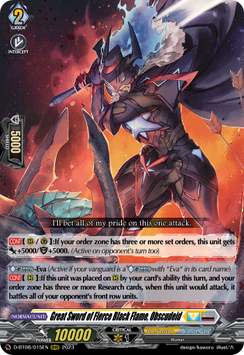 D-BT08/015EN Great Sword of Fierce Black Flame, Obscudeid RRR