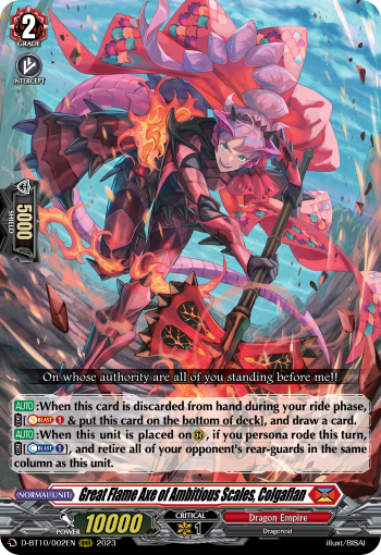 D-BT10/002EN Great Flame Axe of Ambitious Scales, Colgaflan RRR