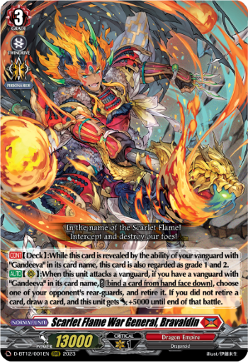 D-BT12/001EN Scarlet Flame War General, Bravaldin RRR