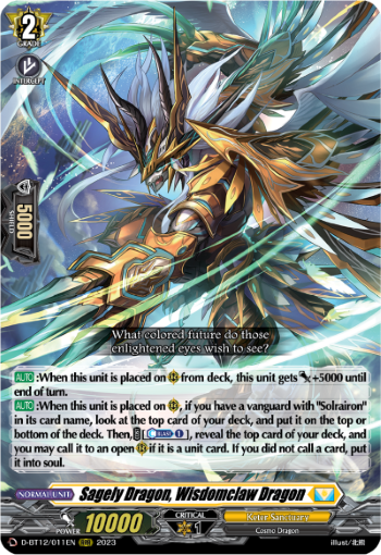 D-BT12/011EN Sagely Dragon, Wisdomclaw Dragon RRR