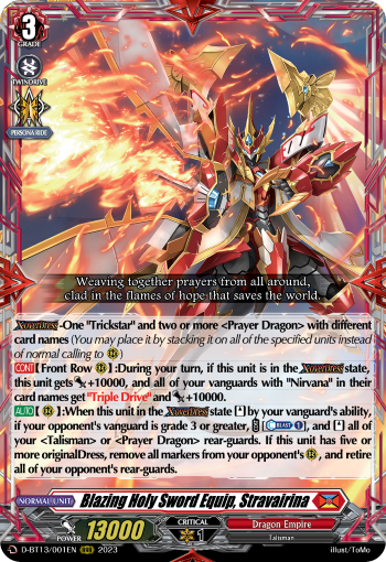 D-BT13/001EN Blazing Holy Sword Equip, Stravairina RRR