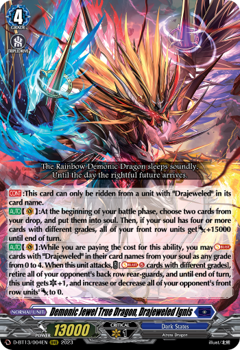 D-BT13/004EN Demonic Jewel True Dragon, Drajeweled Ignis RRR