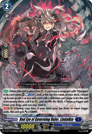 D-BT13/006EN Red Eye of Governing Ruler, Lindalkia RRR