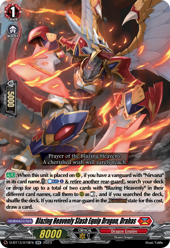 D-BT13/019EN Blazing Heavenly Slash Equip Dragon, Drahas RR