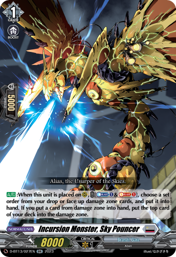 D-BT13/027EN Incursion Monster, Sky Pouncer RR