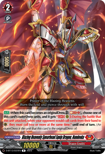 D-BT13/037EN Blazing Heavenly Spearhead Equip Dragon, Nandeeka R