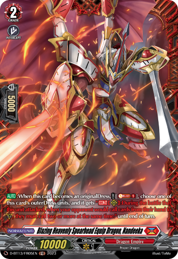 D-BT13/FR05EN Blazing Heavenly Spearhead Equip Dragon, Nandeeka FR