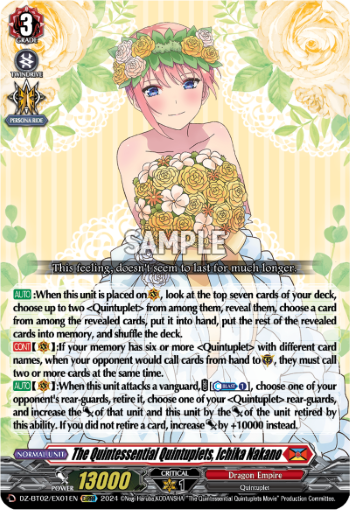 DZ-BT02/EX01EN The Quintessential Quintuplets, Ichika Nakano EXRRR