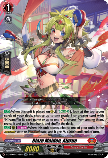 DZ-BT07/032EN Blaze Maiden, Alprue RR