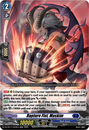 DZ-BT11/024EN Rapture Fist, Maskim RR DZBT11