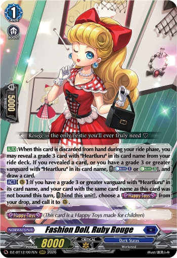 DZ-BT12/007EN Fashion Doll, Ruby Rouge RRR DZBT12