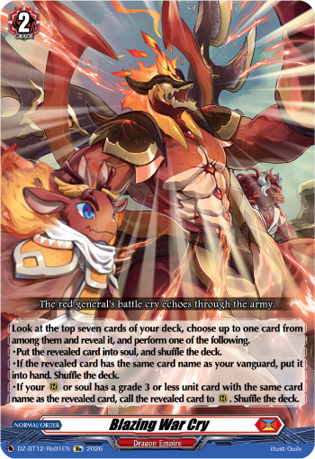 DZ-BT12/Re01EN Blazing War Cry Re DZBT12