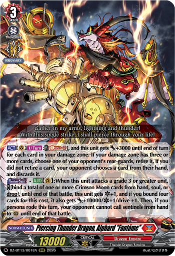 DZ-BT13/001EN Piercing Thunder Dragon, Alphard "Fantôme" RRR DZBT13