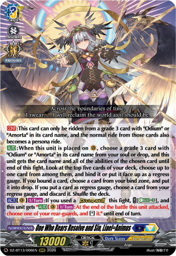 DZ-BT13/006EN One Who Bears Resolve and Sin, Liael=Animus RRR DZBT13