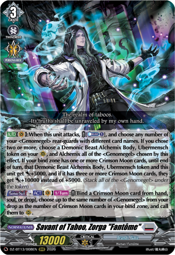 DZ-BT13/008EN Savant of Taboo, Zorga "Fantôme" RRR DZBT13