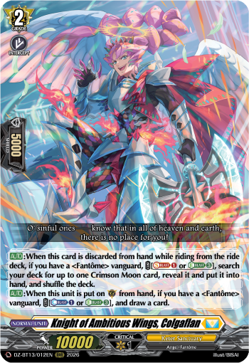 DZ-BT13/012EN Knight of Ambitious Wings, Colgaflan RRR DZBT13