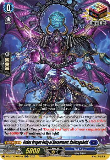 DZ-BT13/022EN Hades Dragon Deity of Resentment, Gallmageheld ORR DZBT13