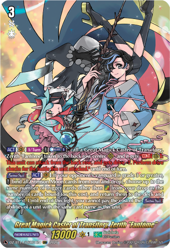 DZ-BT14/DSR01EN Great Magick Caster of Transitory, Zerith "Fantôme" DSR DZBT14