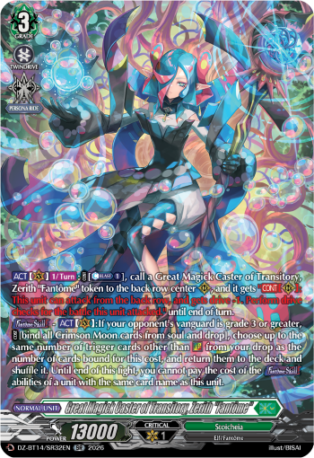 DZ-BT14/SR32EN Great Magick Caster of Transitory, Zerith "Fantôme" SR DZBT14