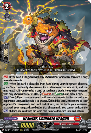 DZ-BT15/002EN Brawler, Compete Dragon RRR DZBT15