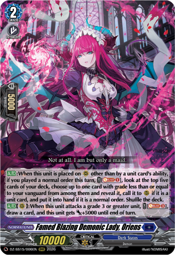 DZ-SS15/006EN Famed Blazing Demonic Lady, Oriens RRR DZSS15