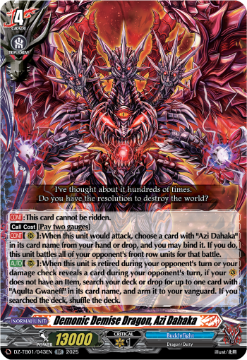 DZ-TB01/043EN Demonic Demise Dragon, Azi Dahaka RR DZTB01