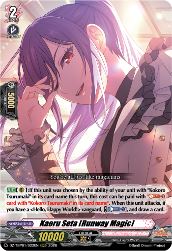 DZ-TBP01/022EN Kaoru Seta [Runway Magic] RRR DZTBP01