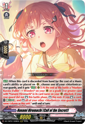 DZ-TBP01/028EN Nanami Hiromachi [Call of the Secret!] RRR DZTBP01