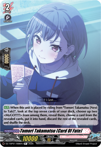 DZ-TBP01/088EN Tomori Takamatsu [Card Of Fate] R+ DZTBP01